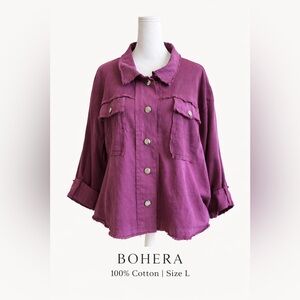 Bohera 100% Cotton Boho Utility Jacket – Size L  NWT